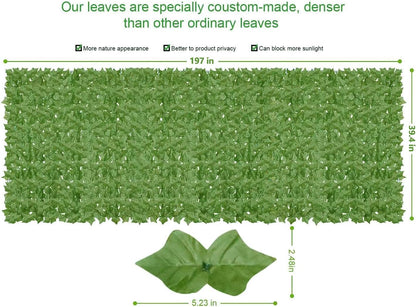 Artificial Ivy Privacy Fence Wall Screen,200x40 in in in UV-Anti Faux Greenery Backdrop Ivy Vine Leaf Hedges Fence Panels for Patio, Balcony, Garden, Backyard Indoor Outdoor Green Wall Decor