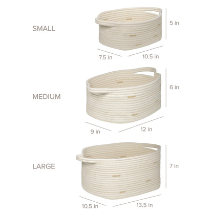 RGI Home Storage Baskets for Organizing, Fabric Rope, Set of 3, Decorative Woven Bins with