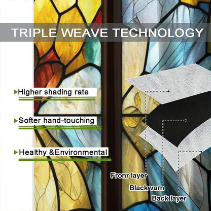 Stained Glass Curtains,Retro Abstract Colorful Art Home Decor Drapes for Bedroom Living Room Kitchen Window Treatment 2 Panels Set Total Size 55" W X 63" L Inch