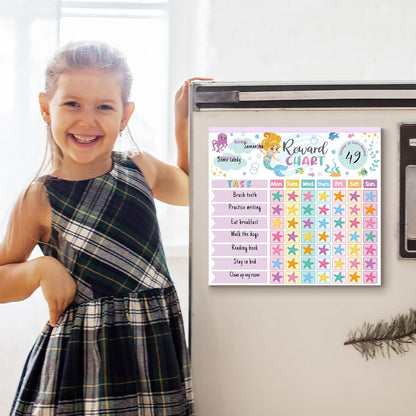 Reward Chart for Kids,Magnetic Behavior Chore Chart for Kids at Home,26 Mermaid Chore Charts,1960 Diamond Stickers,56 Reward Stickers,Incentive Chart to Develop Responsibility and Good Habits,Mermaid
