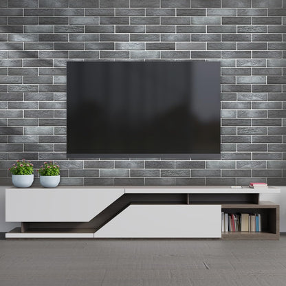 Vintage Faux Brick Wall Tiles, 3D Thin Brick Veneers for Bedroom, Bathroom, Kitchen, Fireplace and Fence Wall Panels (100, Whitewash Grey)