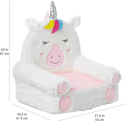 Amazon Basics Children's Plush Toddler Chair, Unicorn, Medium, Multicolor
