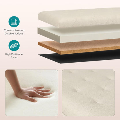 Storage Ottoman Bench 46 Inch Ottoman Bench with Storage Fabric Tufted Benches for End of Bed, Upholstered Ottomans Benches King Size with Hinged Lid for Living Room Bedroom Beige