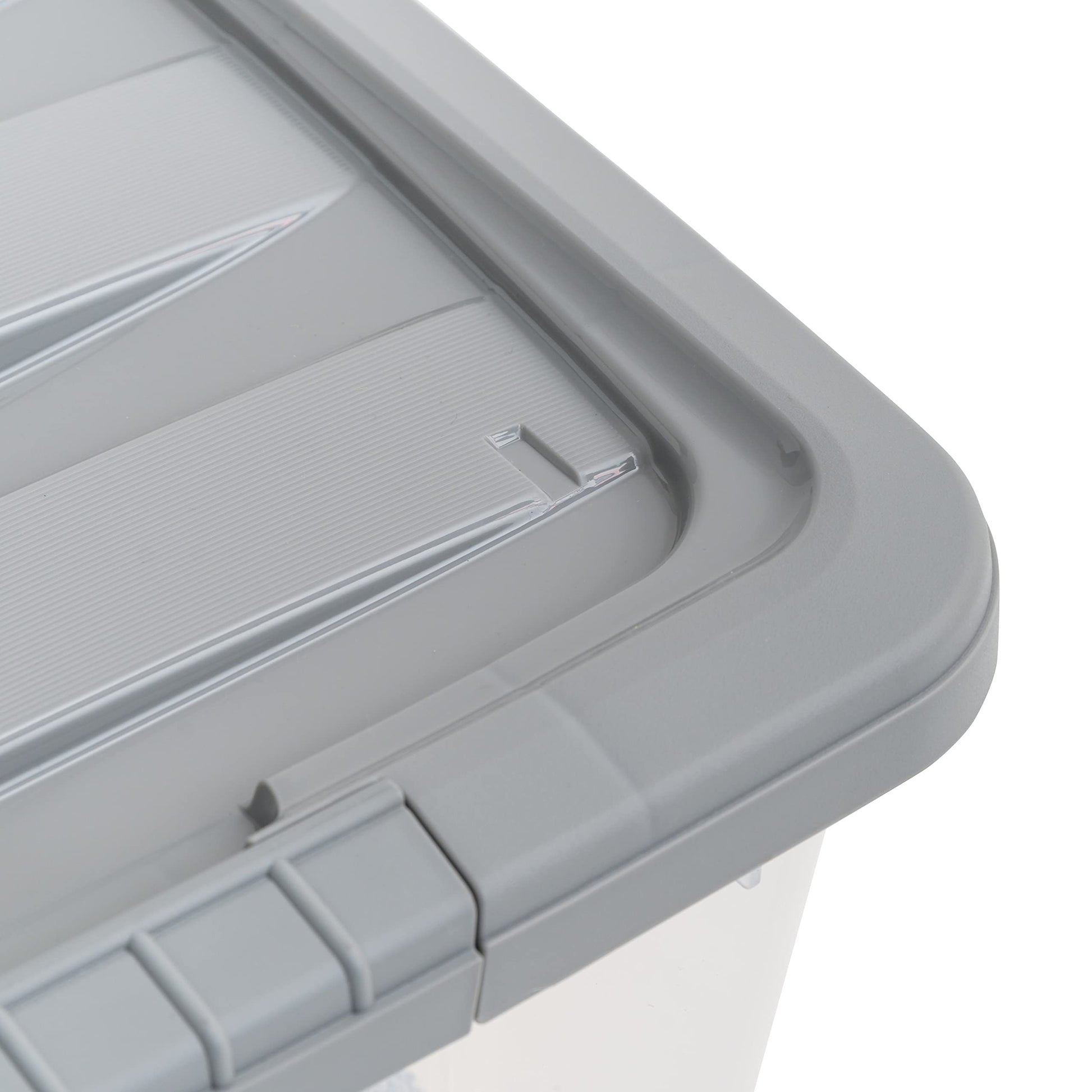 Amazon Basics Plastic Storage Containers with Secure Latching Lids, Stackable Organization Bins