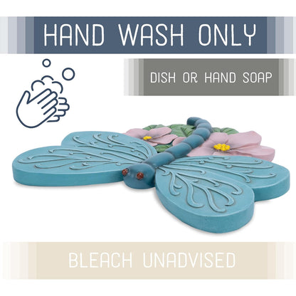 NAT & Jules Animal Character Shaped Dimensional Indoor Outdoor 11 inch Cast Resin Decorative Garden Stepping Stone, Patio, Walkway Sculpture Yard Art, Teal Blue Dragonfly