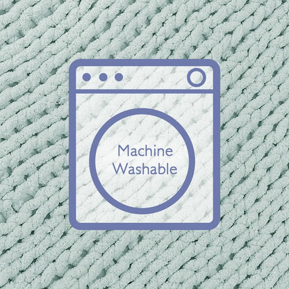 Bigacogo Chunky Knit Throw Blanket for Couch, 40x60 inches, 100% Hand Knitted with Thick Jumbo Chenille Yarn, Cozy Soft Large Rope Knot Cable Crochet Blankets for Sofa Bed Living Room, Mint