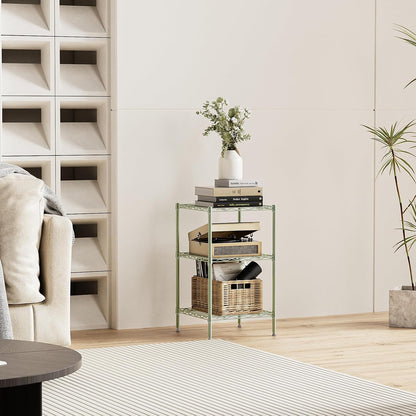 750 lbs 3-Shelf Storage Shelves Wire Shelving Unit Standing Metal Rack for Small Places Narrow Wire Rack for Bathroom, Green 13.8 D x 13.8" W x 25.5" H