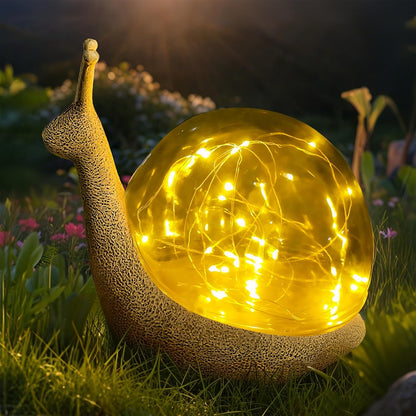 Solar Snail Garden Statues Light Outdoor Decor,9.84"×7.87" Resin Figurines with LED Globe Lamp Art Decorations for Outside Yard Lawn Patio Porch Balcony,Unique Gifts for Women Mom Grandma