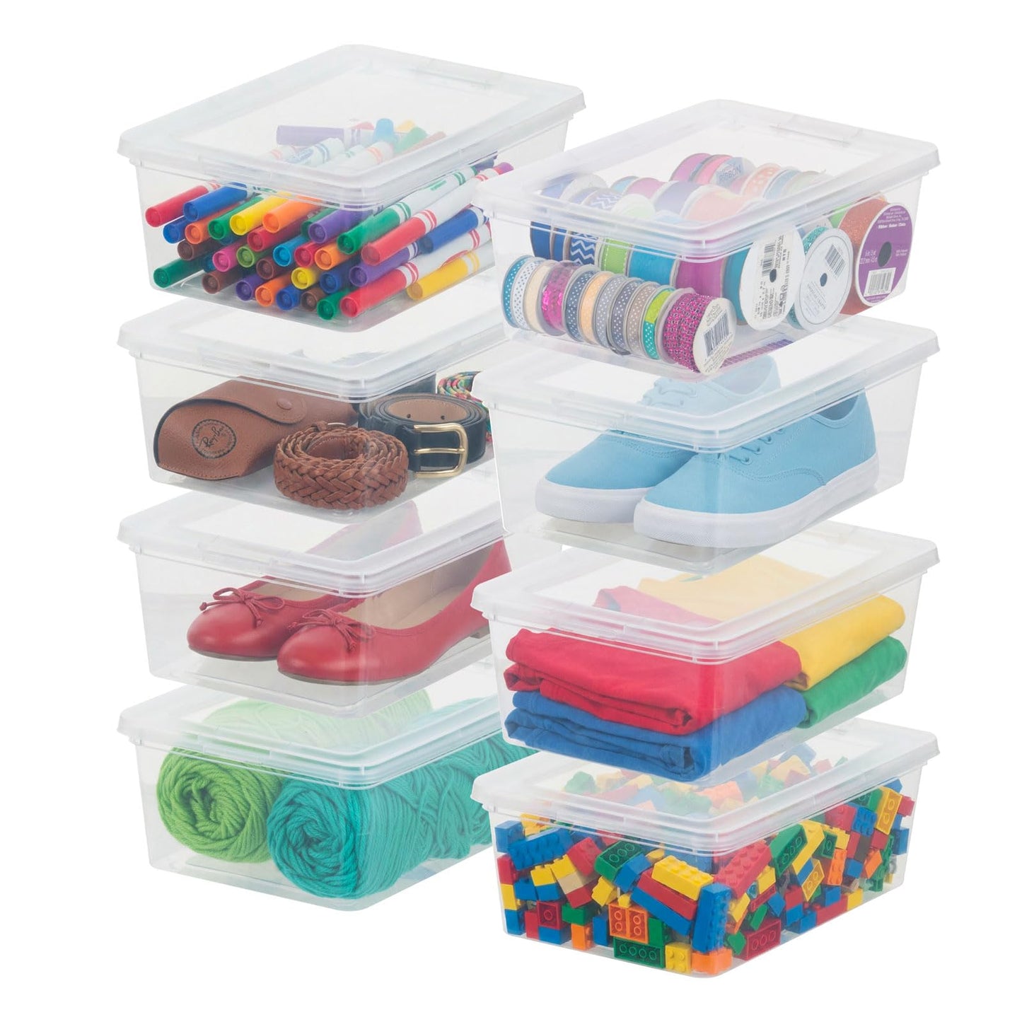 IRIS USA 8-Pack 7 Qt Storage Bins with Lids, Clear, Stackable