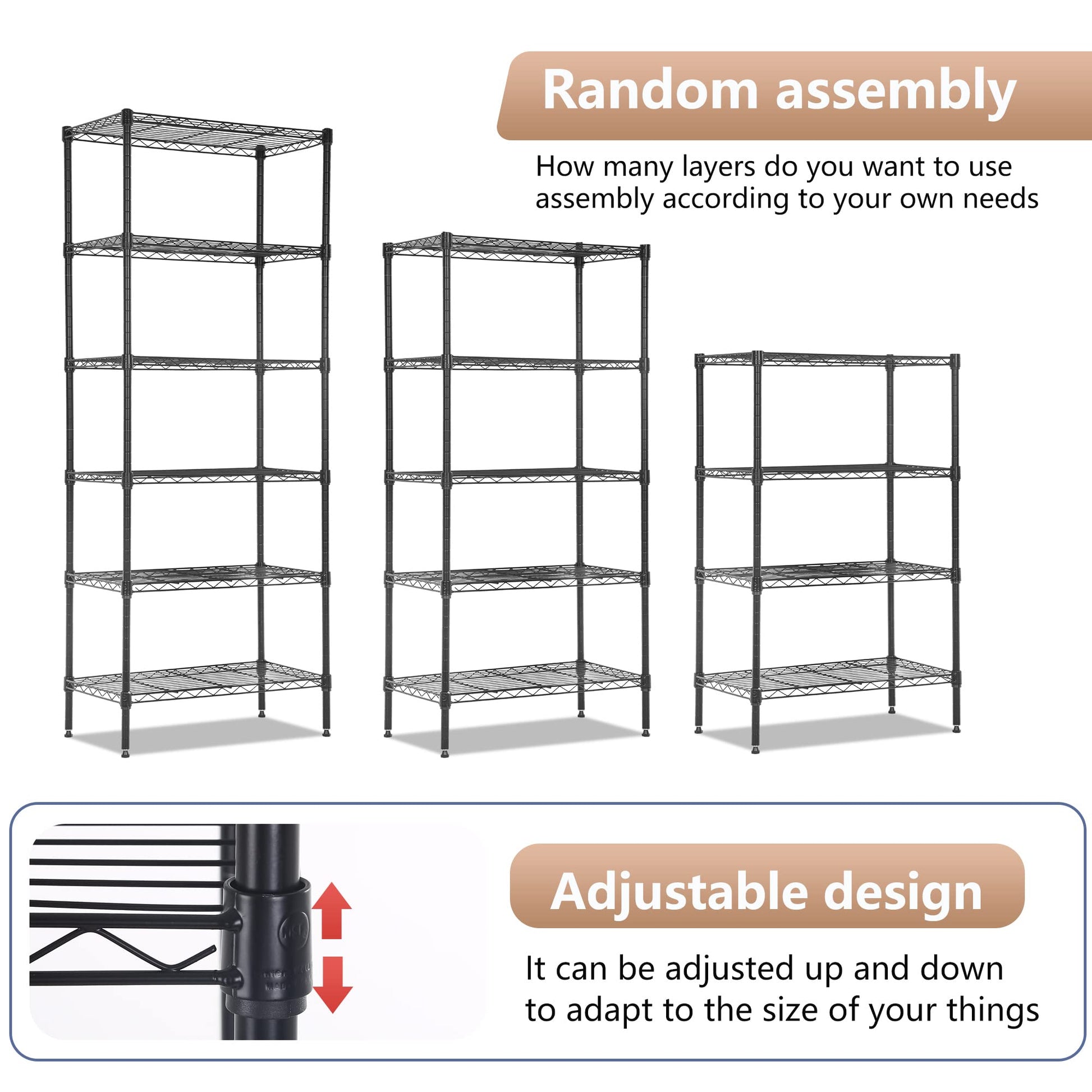 FDW 6 Tier Wire Shelving Units Adjustable Metal Storage Rack 23L x 13W x 59H NSF Pantry Shelves