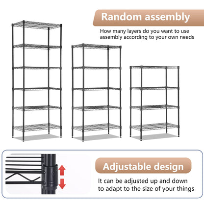 FDW 6 Tier Wire Shelving Units Adjustable Metal Storage Rack 23L x 13W x 59H NSF Pantry Shelves