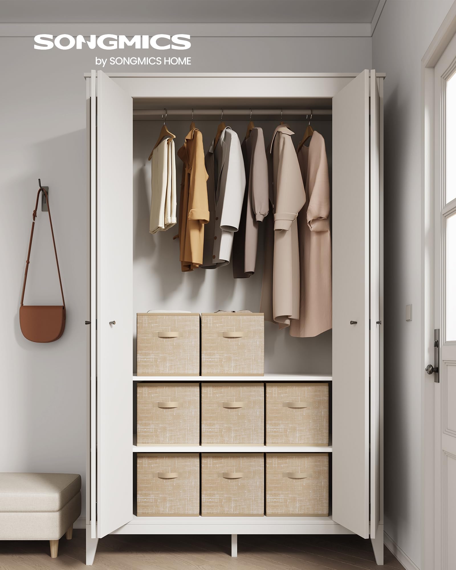 SONGMICS Storage Cubes, Set of 8, 13-Inch Foldable Closet Organizers
