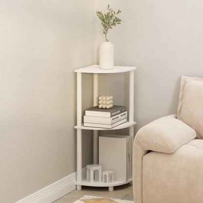 Furinno Turn-N-Tube Corner Shelf, 3-Tier Corner Bookshelf, White