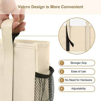 Surblue Bedside Caddy Hanging Organizer Storage Bag Pocket for Bunk, Hospital, College Dorm Rooms, Baby Bed Rails, Camp - 8 Pockets, Large, Beige