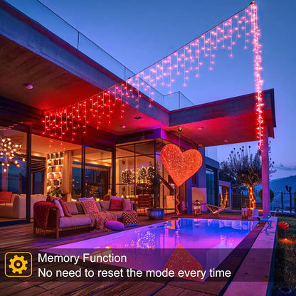 Red Christmas Lights Outdoor, 33ft 400 LED Icicle Lights for Outside Clear Wire Connectable Twinkle Light with 8 Modes Timer Plug in Waterproof for Window Party Wedding Holiday Decorations