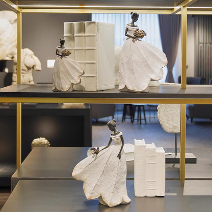 Guichifun Fairy Statue Collection Home Decoration - White Leaf Angel Girls Resin Home Decor for Outside or Inside Rustic Garden Outdoor Yard Decorations Figurines Memory Gift 7.5 x 4.5 x 11.5 Inch