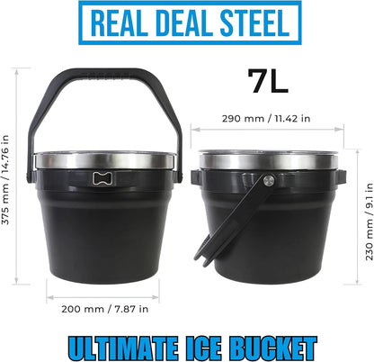 Large Insulated Ice Bucket with Lid – Stainless Steel Ice Bucket and Scoop – Ice Buckets for Parties, Bars – Ice Bucket with Lid and Scoop – Outdoor Ice Bucket, Cocktail Use (White)