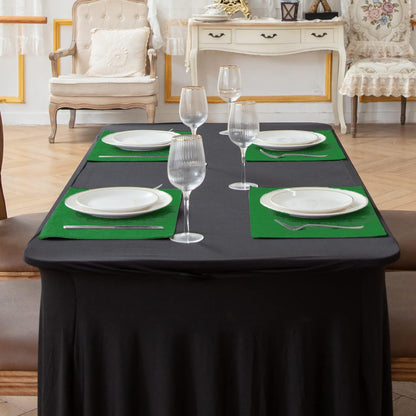 Cloth Placemats Set of 8, Linen Type Fabric Placemats Machine Washable Heat Resistant Placemats Wrinkle Free Thick Polyester Kitchen Place Mats for Dining Table (Forest Green)