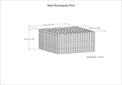 SIMPLIHOME Nate 20-inch Wide Square Pouf in Patterned Denim Mélange, Handwoven Boho-Style Cotton Ottoman, Footrest, or Extra Seating for Living Room, Assembled