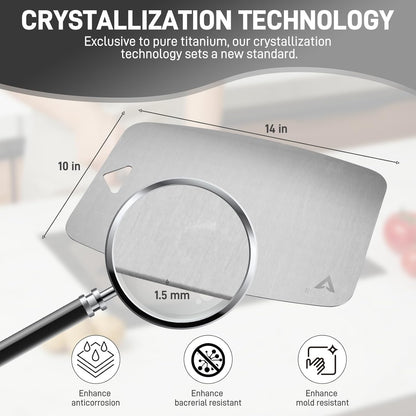 100% Pure Titanium Cutting Board, Non-Toxic Chopping Board For Kitchen, Rubber Mat, Double-Sided Pure Titanium Cutting Board for Kitchen (14"x10").