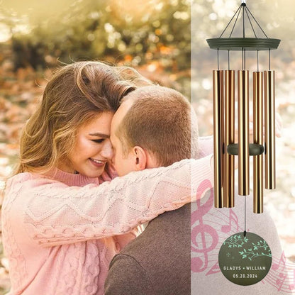 ASTARIN Personalized 20th 50th Anniversary Wind Chime, Happy Anniversary Wedding Valentine's Day Gift for Wife Husband Men Women Sister, Golden Keepsake Decorations for Parents Couples