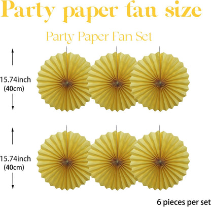 Yellow Birthday Decorations,DIY Yellow Paper Fans Hanging Decoration ,Party Supplies Party Fans 16in, Wedding Graduation Events Accessories 30 Color DIY Set （Yellow）