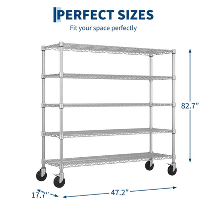 Garvee 82"H Storage Shelves with Wheels, NSF Wire Shelving Rack for Kitchen