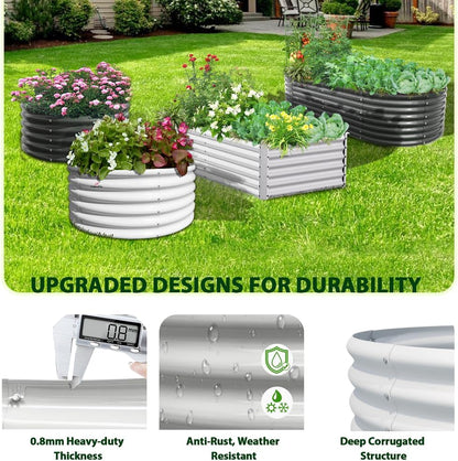 A ANLEOLIFE 6X3X2 ft Galvanized Raised Garden Beds Outdoor-2 Pack, Oval Large Metal Deep Root Planter Box for Planting Vegetables Flowers Herb, Anti-Rust & Easy-Setup, Antique White