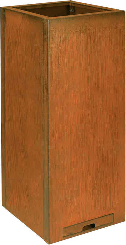 KOL Pre-Rusted Steel 30''H Planter Box, Weathering Steel Planter Box,Rustic Finish Metal Tall Rectangular Plant Pot, Modern Industrial & Residential Outdoor Indoor, 12" L. x 12" W. x 30" H, Rusty.