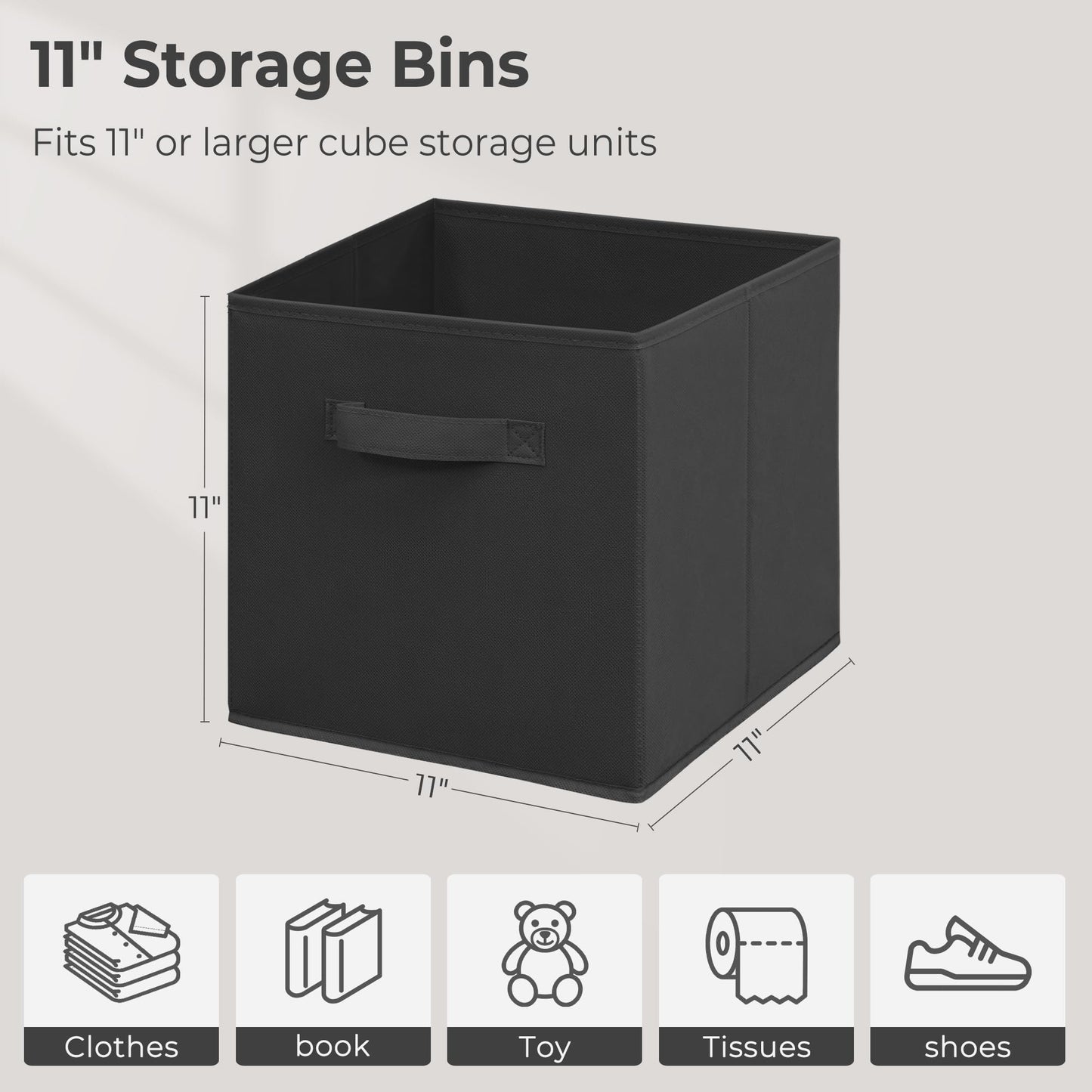 STORAGEIDEAS 11 Inch Fabric Storage Cubes, Sturdy Foldable Storage Bins, Heavy Duty Cube Organizer