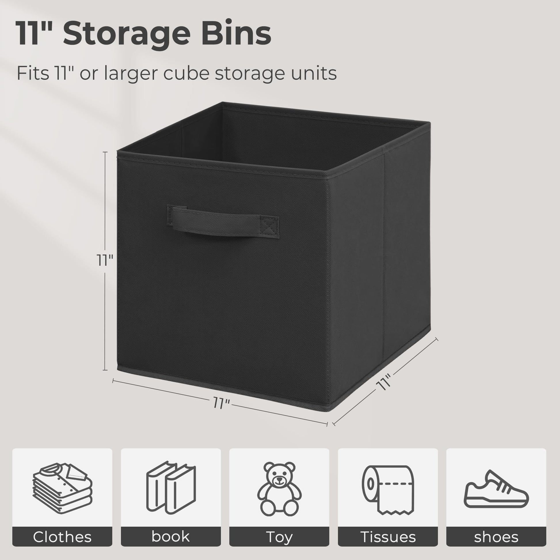 STORAGEIDEAS 11" Fabric Storage Bins, Collapsible Storage Cubes Organizer with Handles, Heavy Duty