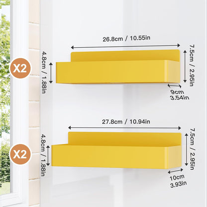 Magnetic Spice Rack for Refrigerator, Kitchen Organizer and Storage Shelf, Yellow(4 Pack)…