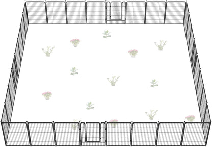FXW Garden Fence Outdoor for The Yard – 40in(H) x 72.0ft(L) Heavy Duty Metal Animal Barrier for Dog and Rabbit, Decorative Dog Fence, 32 Panels, Black