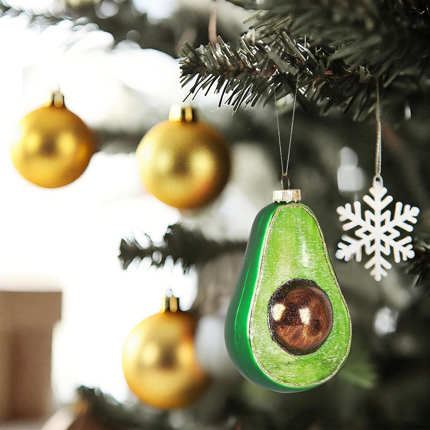 Hanging Christmas Ornaments, 2025 Glass Blown Christmas Tree Ornaments, Christmas Tree Decorations, Funny Gifts & Home Decor, Avocado