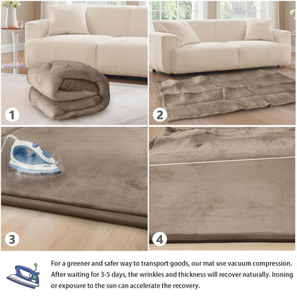 Baby Play Mat for Floor Tummy Time Mat Nursery Rug Muscle Mat Area Rug Playroom Rug Tatami Mat 13'1"x6'7" Memory Foam 1.3" Thick Crawling Mat For Babies,Toddlers, Infants, Kids,Floor Mat(Brown)