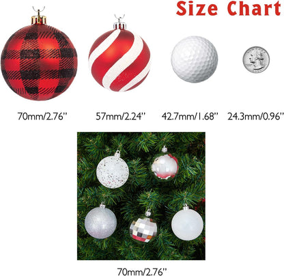 Every Day is Christmas Ornaments, Shatterproof Christmas Tree Ornament Set, Christmas Balls Decoration 35 Count (2.75"/70mm, White Silver)
