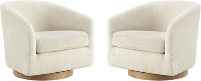 CHITA Swivel Accent Chair Set of 2, FSC Certified Upholstered Fabric Barrel Chair for Living Room, Fully Assembled, Cream