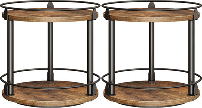 Spice Rack, Set of 2 Lazy Susan Organizer, 2-Tier Turntable Organizer, Rotating Spice Rack Organizer For Cabinet, Compact and Versatile, for Kitchen Countertop, Rustic Brown SR22L2BR
