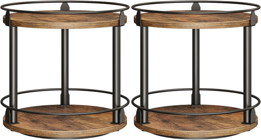 Spice Rack, Set of 2 Lazy Susan Organizer, 2-Tier Turntable Organizer, Rotating Spice Rack Organizer For Cabinet, Compact and Versatile, for Kitchen Countertop, Rustic Brown SR22L2BR