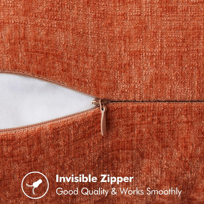 MIULEE Pack of 2 Fall Couch Throw Pillow Covers 16x16 Inch Rust Farmhouse Decorative Pillow Covers with Stitched Edge Soft Chenille Solid Dyed Pillow Covers for Sofa Bed Living Room