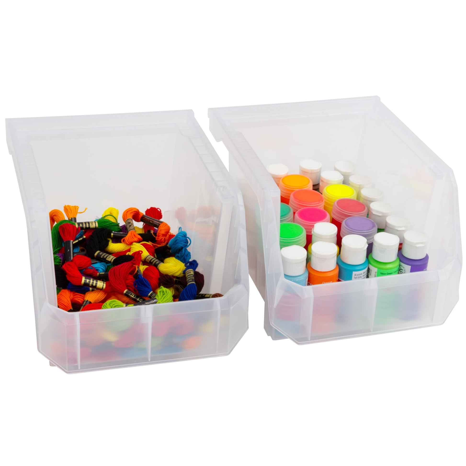 ReadySpace Medium-Tall Stackable Plastic Storage Bins, 4-Pack, Clear