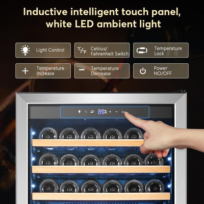 Tylza Upgraded 154 Bottles Wine Cooler Refrigerator, 24 Inch Tall Wine Fridge Built-in or Freestanding with Professional Compressor, Low Noise Fast Cooling and Intelligent Temperature Memory