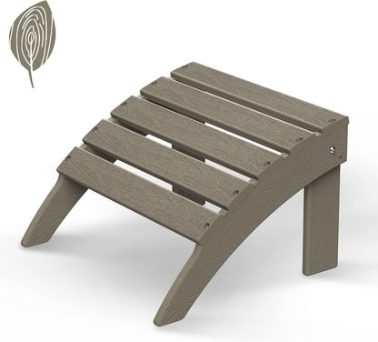 GREENVINES Adirondack-Ottoman | Wood Grain | HDPE Plastic | Outdoor Footrest | All Weather | Foot Rest | Foot Stool | Desert Brown | for Adirondack Chair