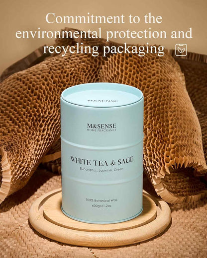 M&SENSE White Tea Sage Scented Candles Large, Natural Soy Candles 21.2oz 120 Hour Slow Burning,Aromatherapy Candle for Stress Relief Meditation Relaxing
