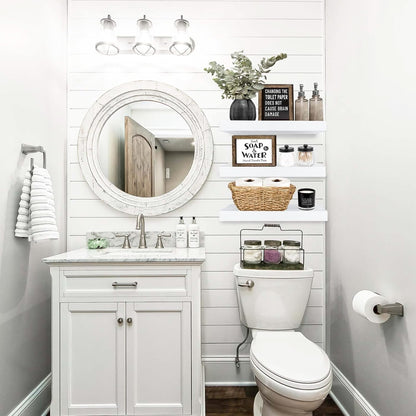 QEEIG Floating Shelves for Wall Bathroom Shelf Bedroom Kitchen Living Room Hanging Book Shelves Small Farmhouse Decor 16 inch Set of 3, White (015-W3)