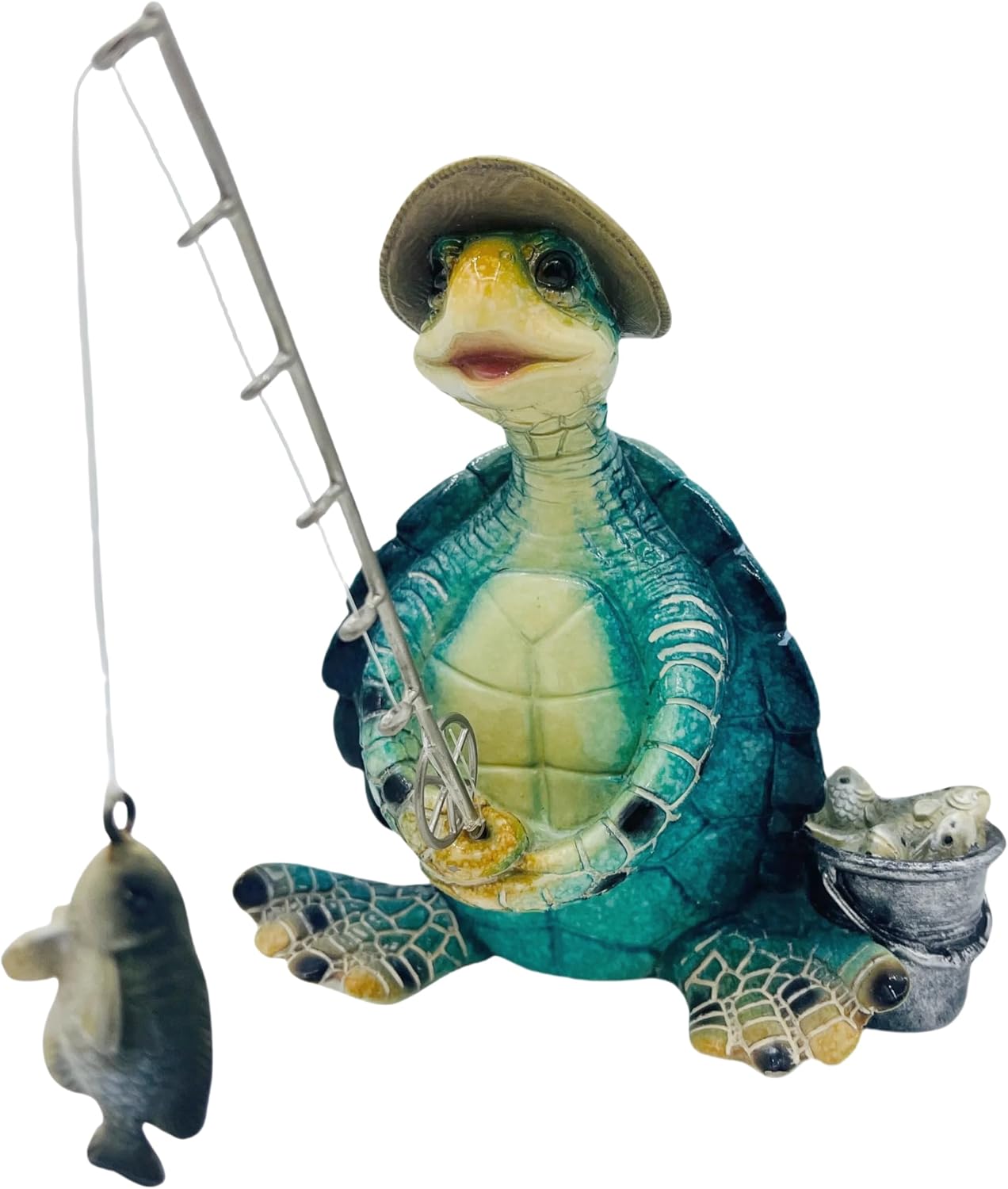 Turtle Fishing Decor, Summer Garden Statues, Nautical Coastal Beach Decorations, Home Office Decor Gifts, Bookshelf Desk Bathroom Tabletop Statue Ornament (Turtle Fishing)