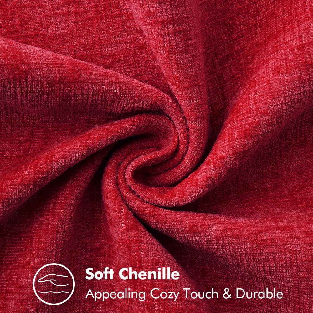 MIULEE Pack of 2 Christmas Pillow Covers 12x20 Inch Red Farmhouse Decorative Throw Pillow Covers with Stitched Edge Soft Chenille Solid Dyed Couch Pillow Covers for Sofa Bed Living Room