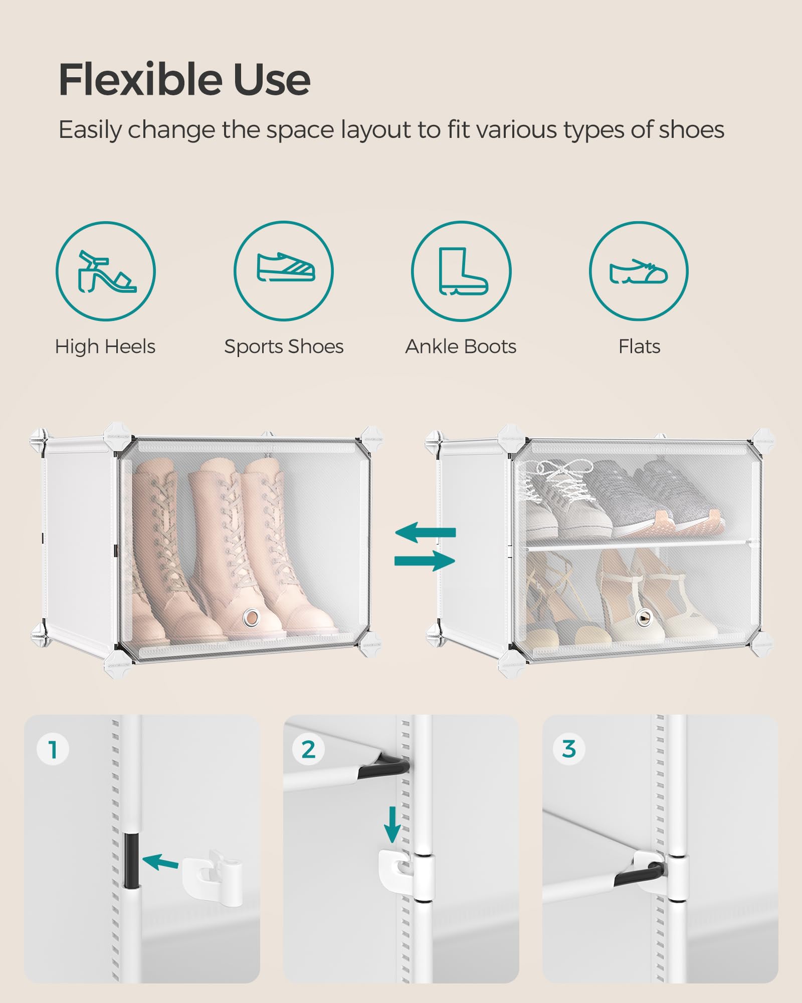 SONGMICS Shoe Rack, 12-Tier with Doors, 48-Pair Storage Cabinet
