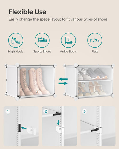 SONGMICS Shoe Rack, 12-Tier with Doors, 48-Pair Storage Cabinet