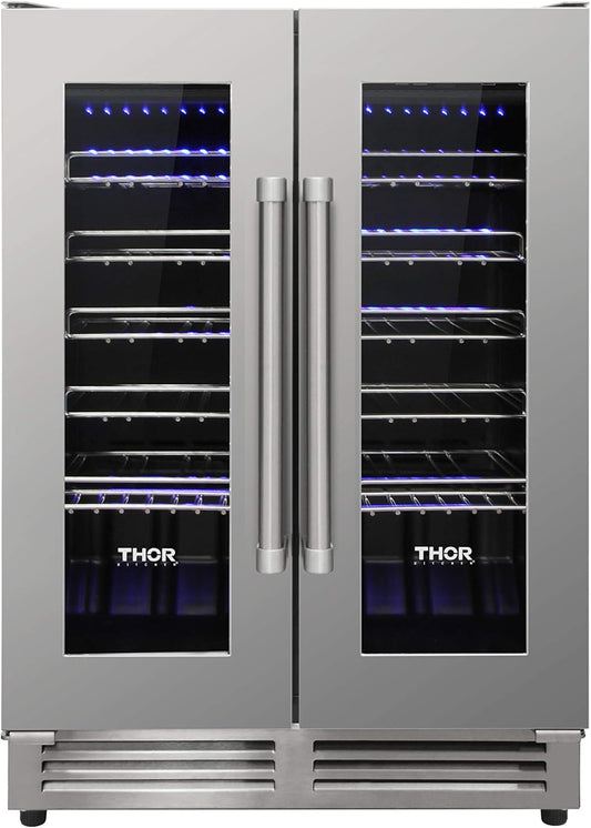 THOR Kitchen Freestanding/Under-Counter 24-Inch Dual Zone Wine Cooler in Stainless Steel - Model